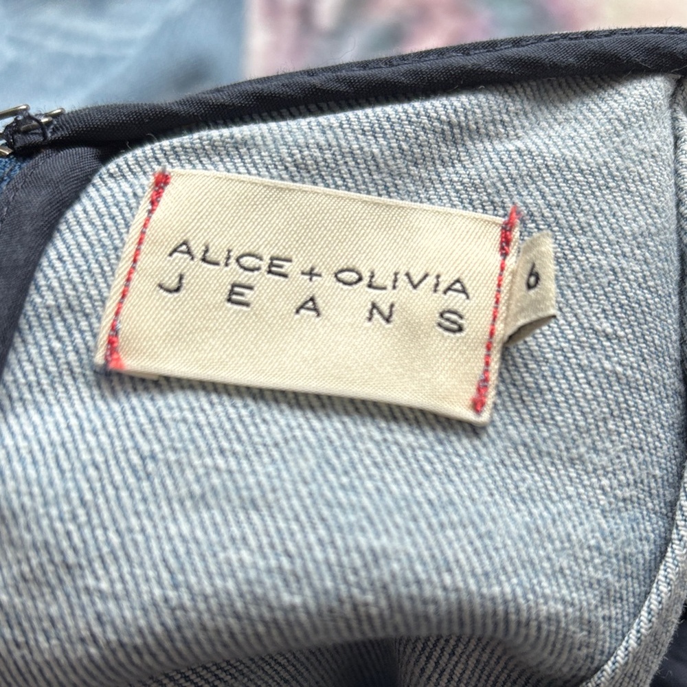 Alice+ Olivia Jeans Blue Paisley Slip Midi Dress with Spaghetti Straps. Size 6 - Picture 2 of 5